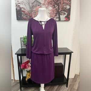 - Talbots Women’s Blouson Dress Long Sleeve Round Neck Size XS Elastic Waist